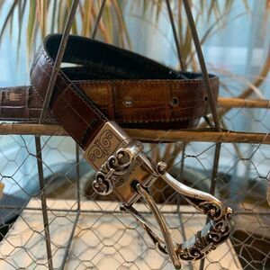 Brighton reversible Brown black crocodile print belt size 32